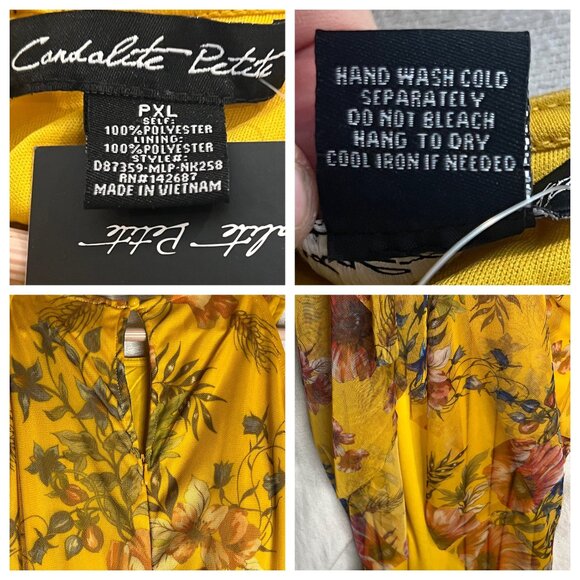 NWT Candalite Petite PXL Floral Yellow Halter Maxi Polyester Spring Summer Dress - Picture 10 of 16